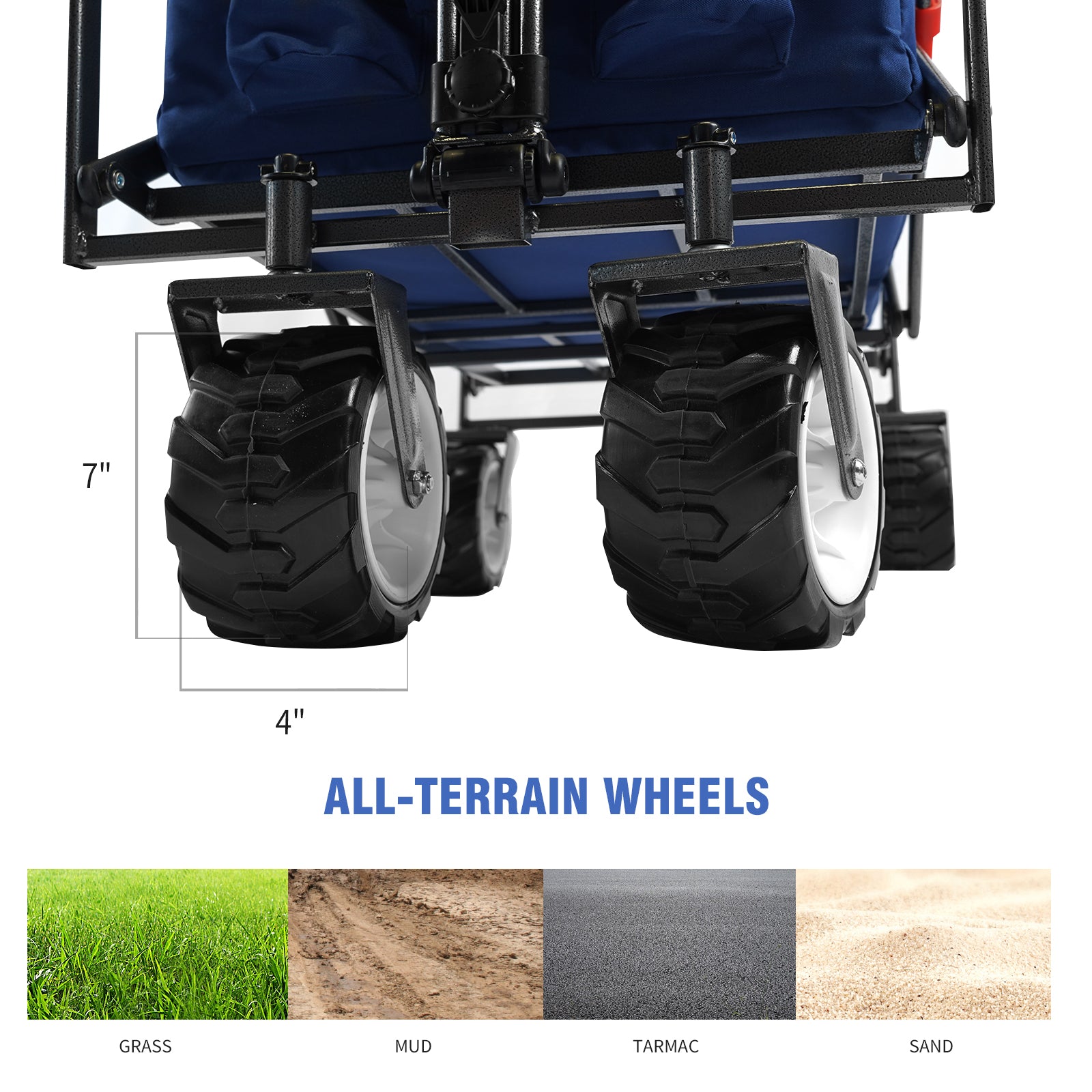 Heavy Duty Beach Wagon for Sand, Folding Wagon Cart with All